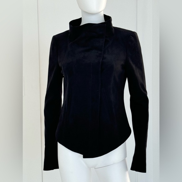 BCBG MaxAzria Drea Faux Suede Moto Jacket Black size XS - Picture 1 of 9